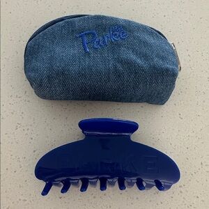 Parke Blue Hair Clip with Denim Pouch